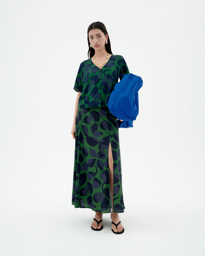 thinking mu Blusa verde leaf Libelula Promoción por tiempo limitado