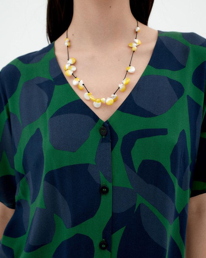 thinking mu Blusa verde leaf Libelula Promoción por tiempo limitado