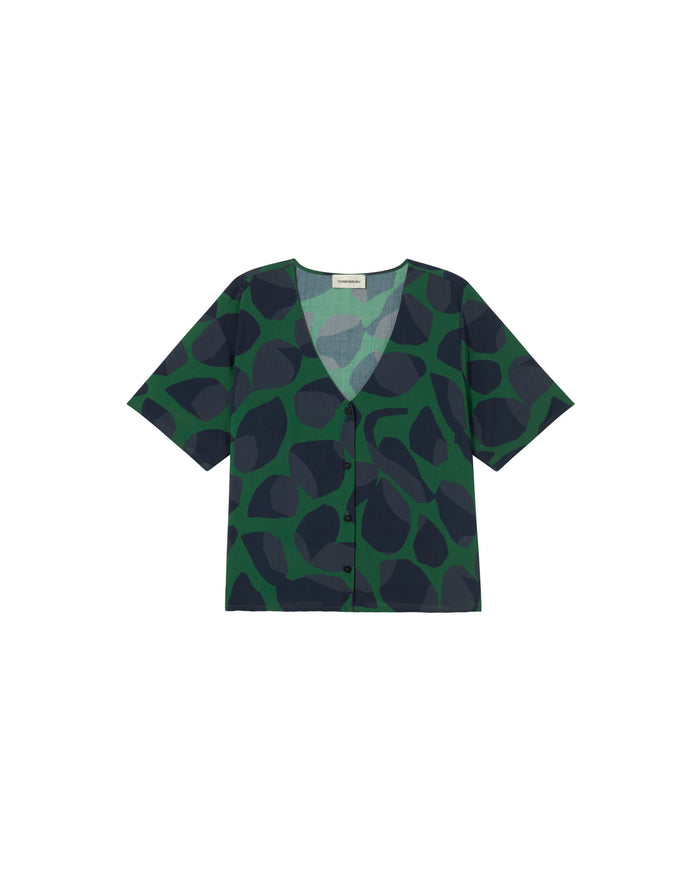 thinking mu Blusa verde leaf Libelula Promoción por tiempo limitado