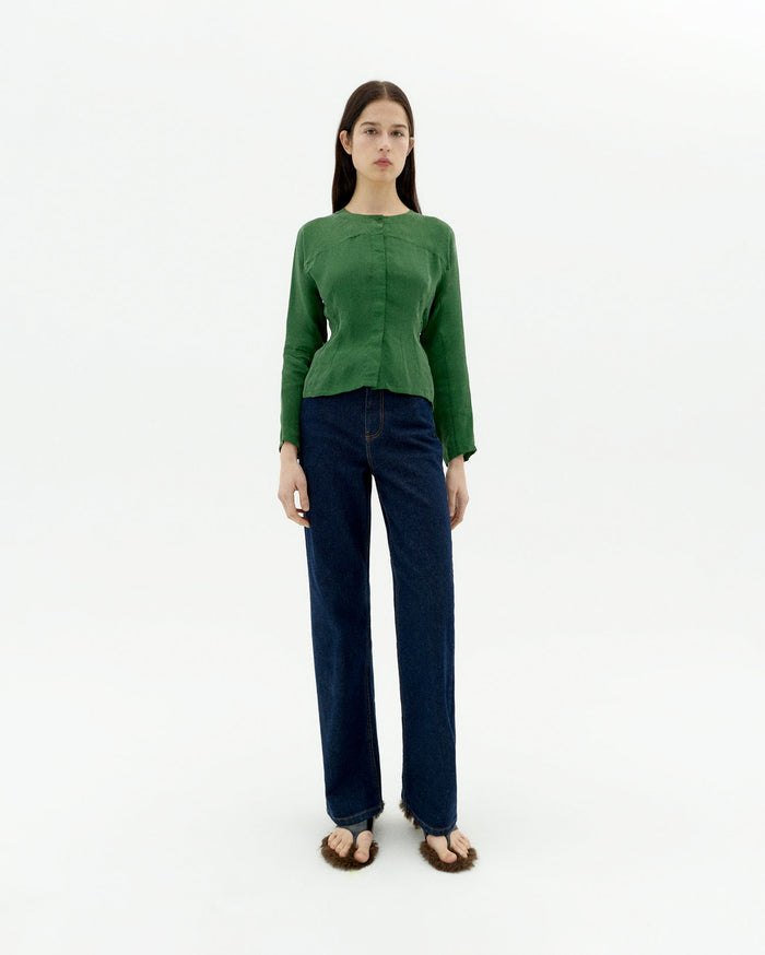 thinking mu Blusa verde cupro Briana Oferta especial de fábrica