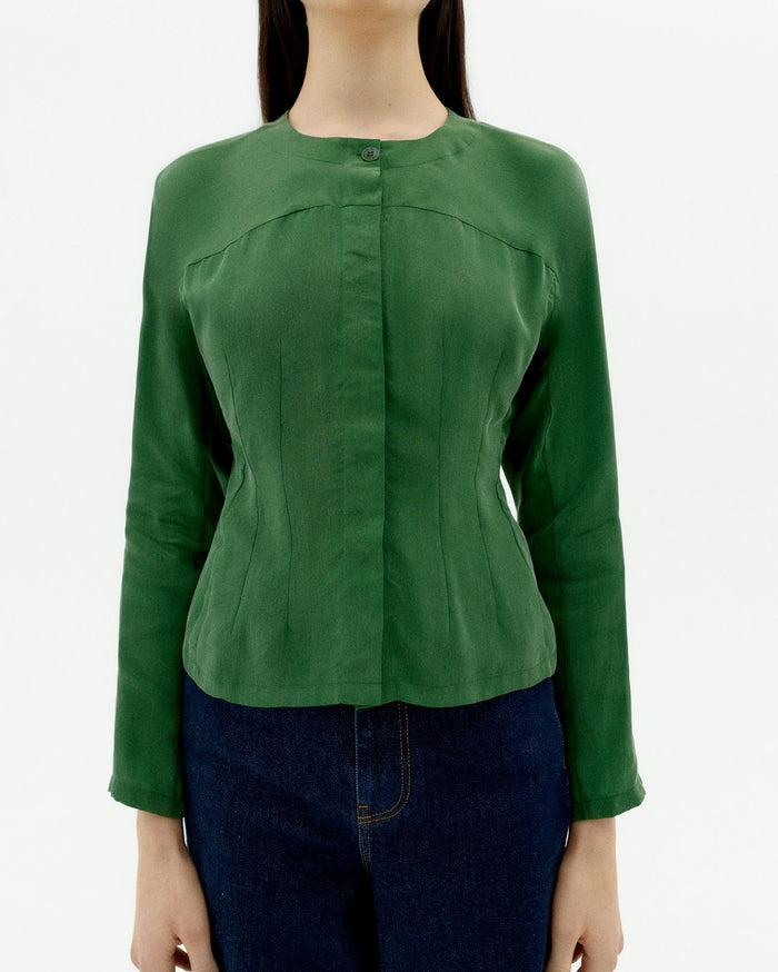 thinking mu Blusa verde cupro Briana Oferta especial de fábrica