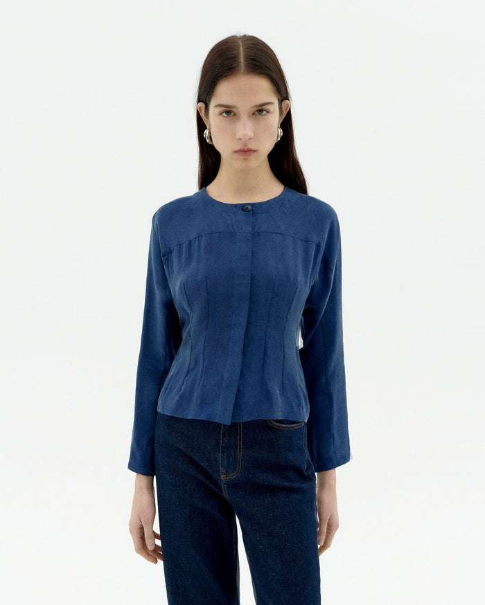 thinking mu Blusa azul cupro Briana