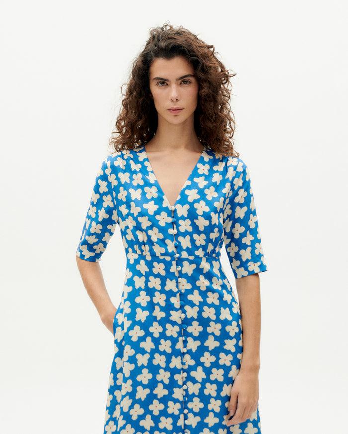 thinking mu Vestido azul small butterfly Camelia Precio ultrabajo