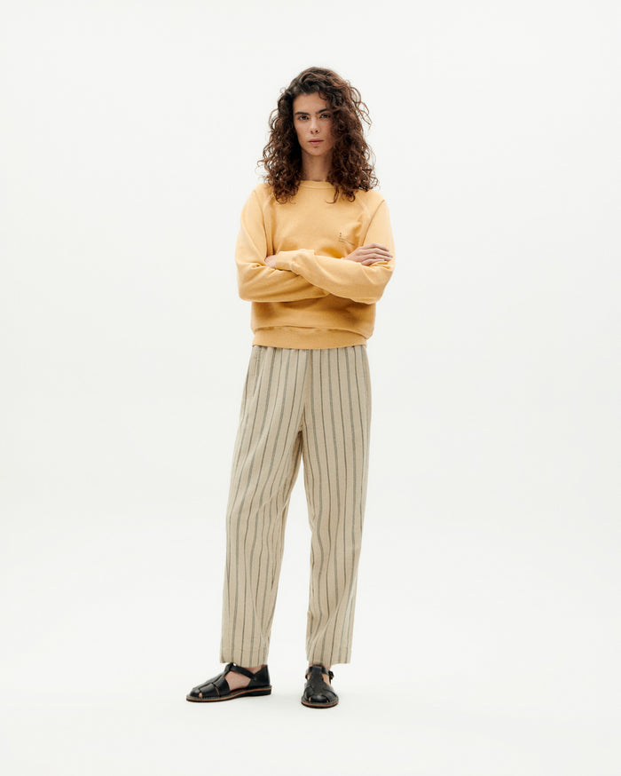 thinking mu Pantalón gris rayas Esther Gran oferta