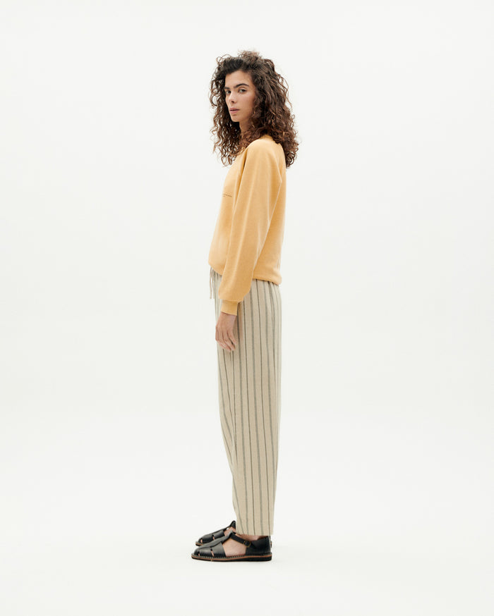 thinking mu Pantalón gris rayas Esther Gran oferta