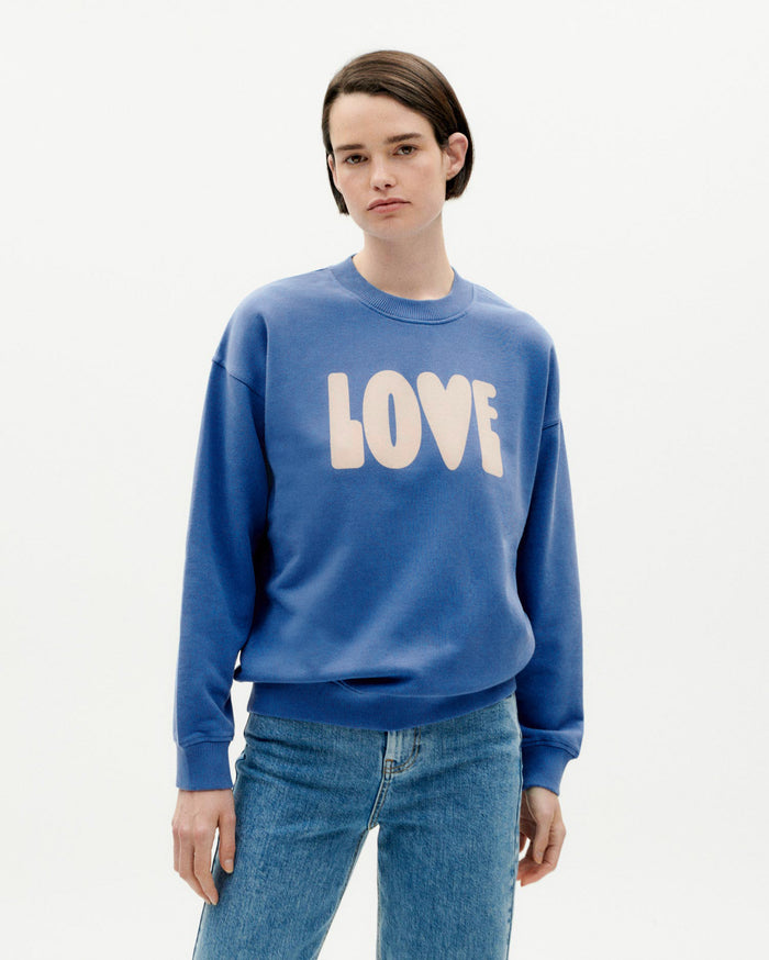 thinking mu Sudadera azul love Ventas relámpago