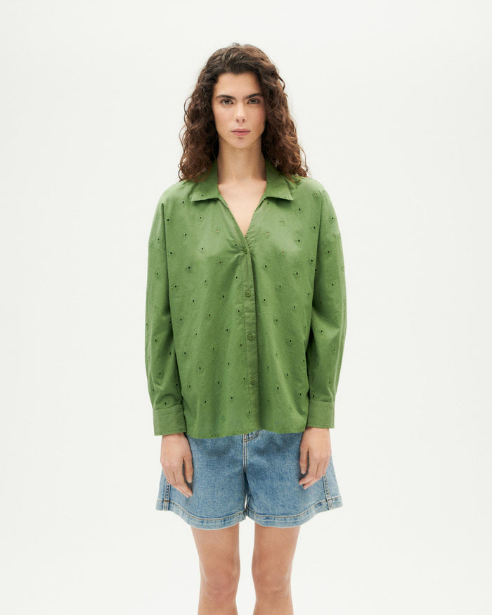 thinking mu Blusa verde cactus Margaret Mejor oferta