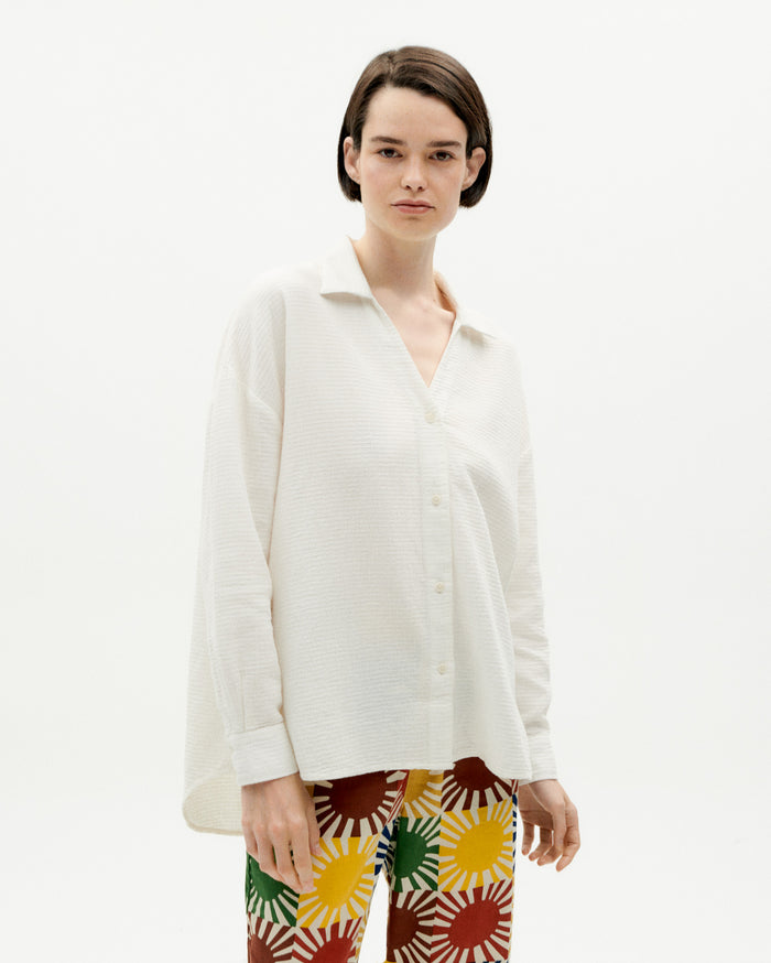 thinking mu Blusa blanca Margaret Rebajas online