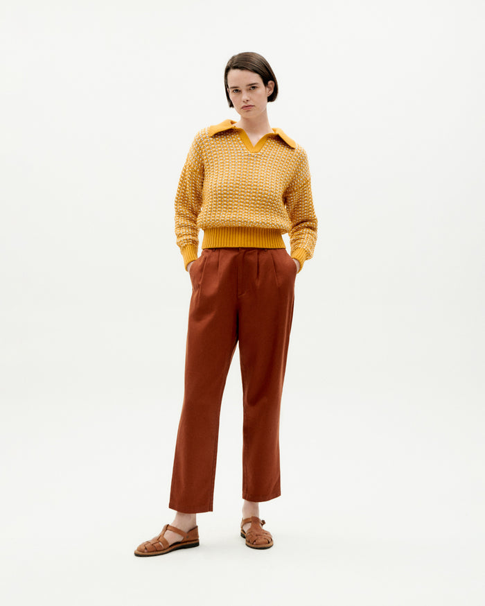 thinking mu Pantalón marrón hemp Rina Promoción trimestral