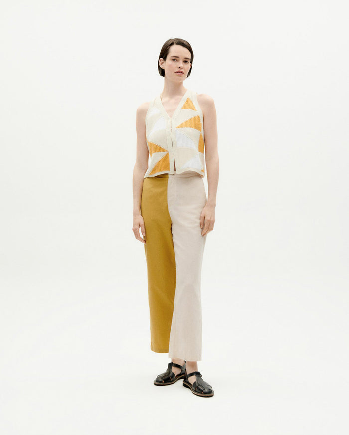 thinking mu Pantalón amarillo patched Mariam Superdescuento
