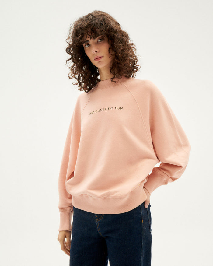 thinking mu Sudadera rosa Here comes the sun Tienda de fábrica