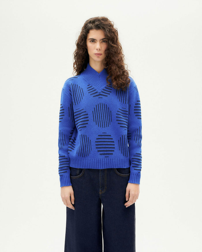 thinking mu Jersey azul lana merino japan Miranda Gran oferta