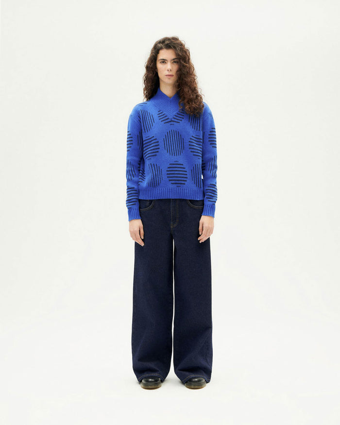 thinking mu Jersey azul lana merino japan Miranda Gran oferta