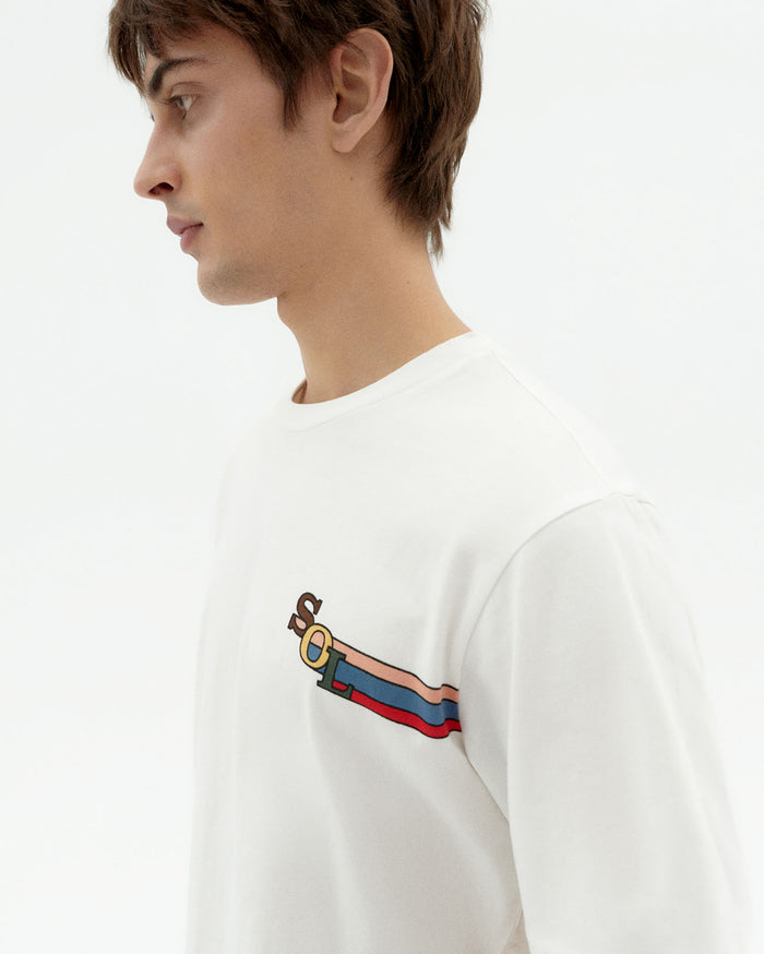 thinking mu Camiseta blanca sol colors Zach Descuento por venta flash
