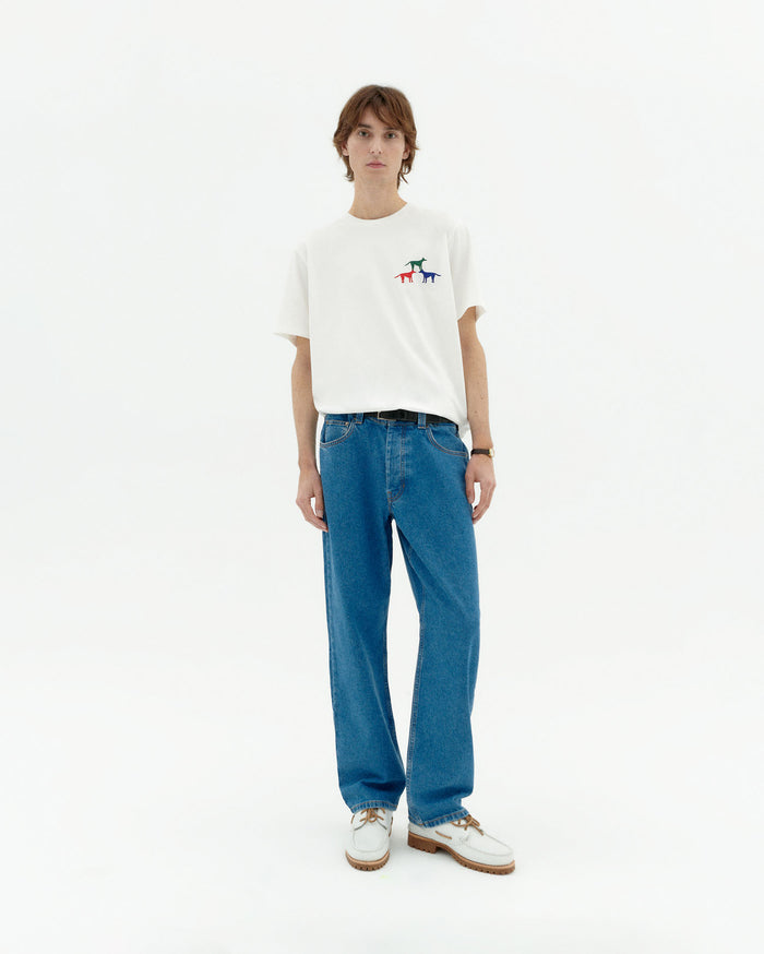 thinking mu Camiseta blanca perritos Zach Gran oferta