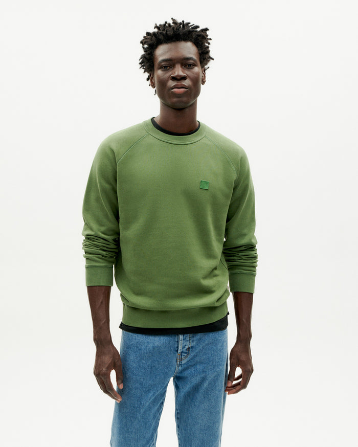 thinking mu Sudadera verde Sol espalda verde oscuro Tienda de fábrica