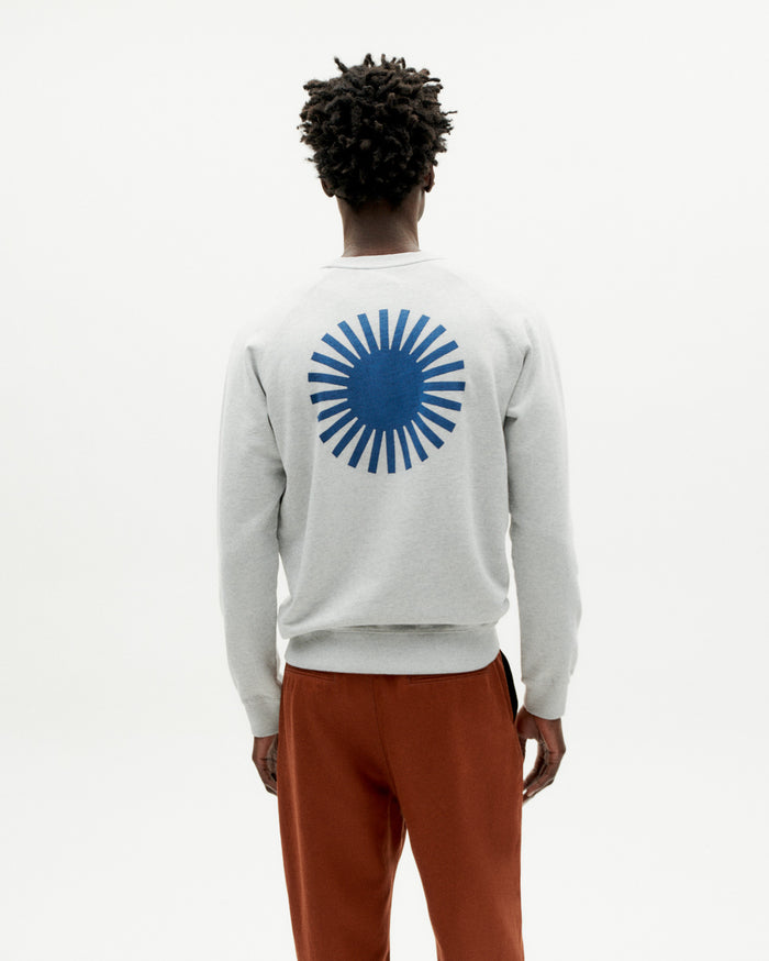 thinking mu Sudadera gris Sol espalda azul Ofertas especiales