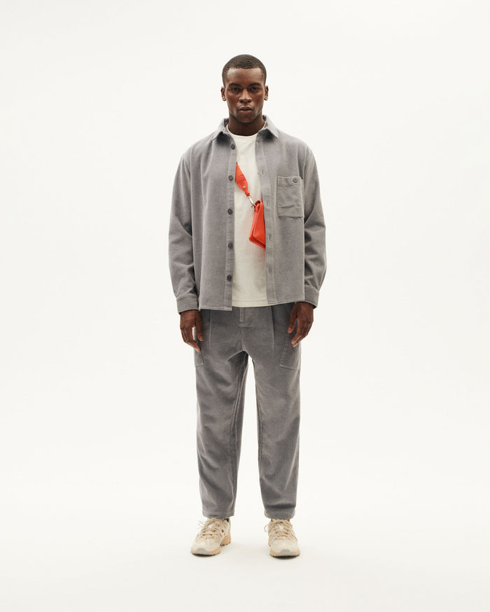 thinking mu Sobrecamisa gris pana Theo Precio ultrabajo