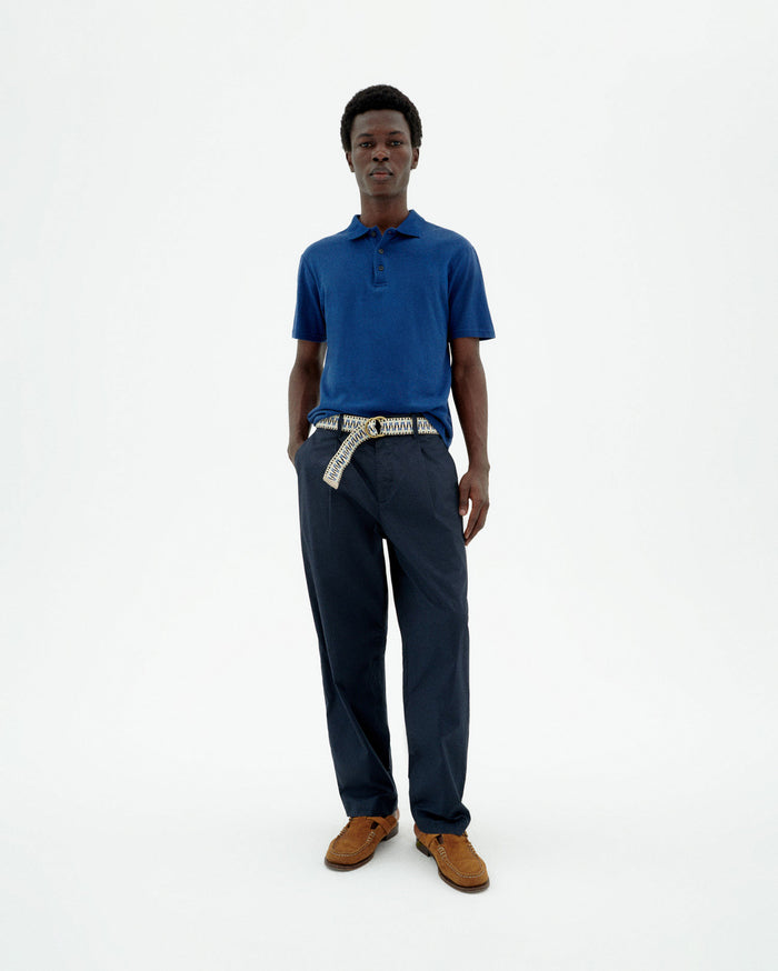 thinking mu Polo azul hemp Tienda de fábrica