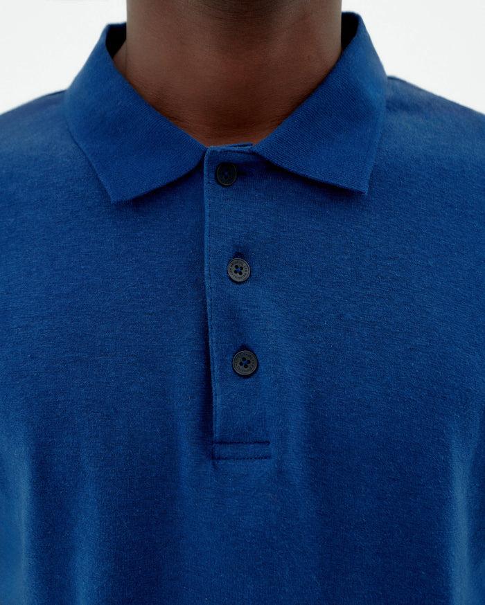 thinking mu Polo azul hemp Tienda de fábrica