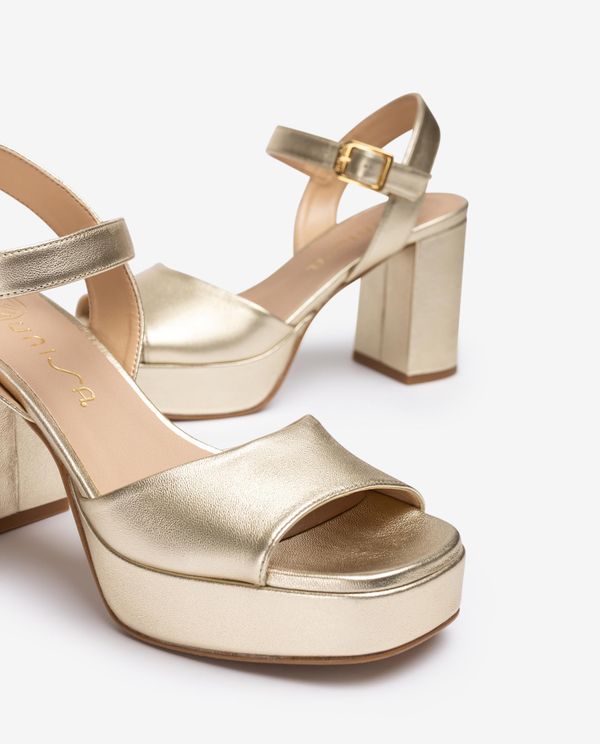 unisa Sandalia de piel y tacón ancho Oferta exclusiva