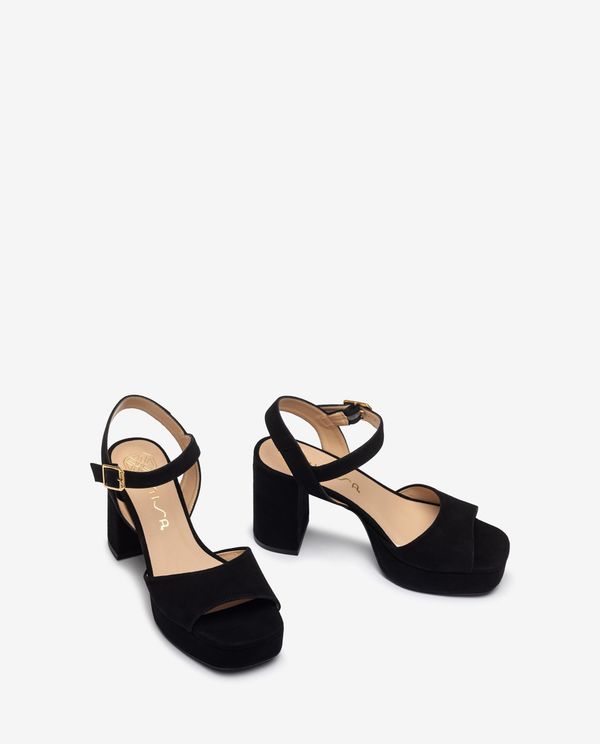 unisa Sandalia de piel y tacón ancho Ofertas especiales