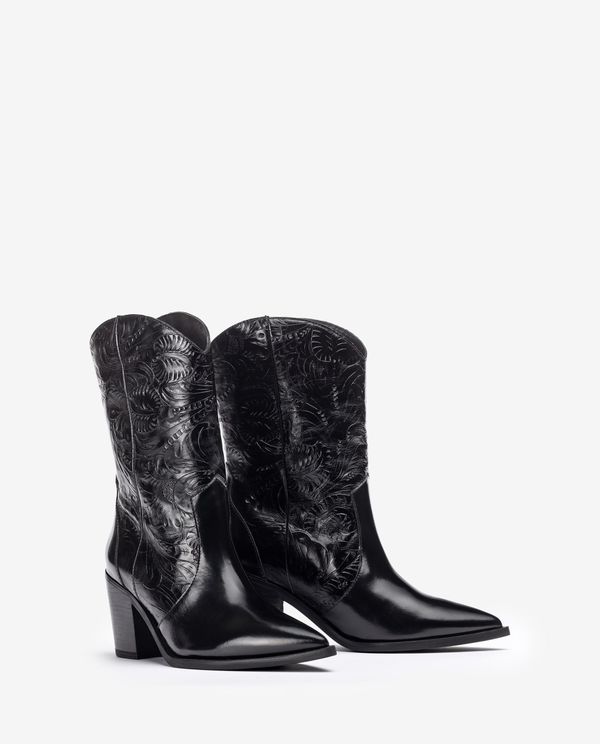 unisa Bota cowboy de piel grabada Solo hoy