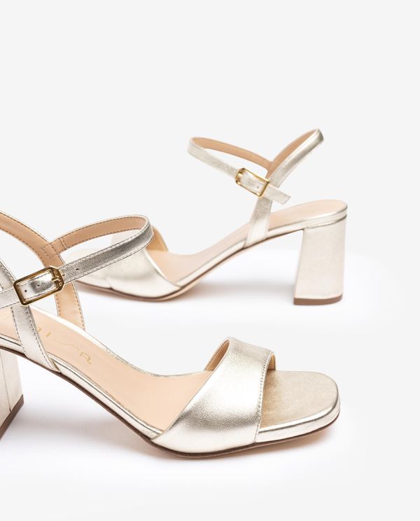 unisa Sandalia en piel metalizada Mejor oferta
