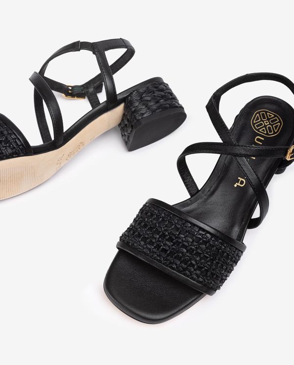unisa Sandalia con tacón de rafia En oferta