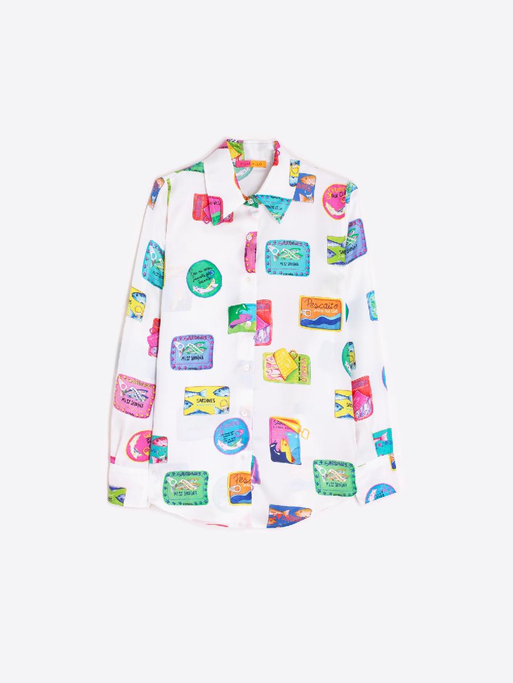 ﻿vilagallo CAMISA 100% SEDA SARDINAS PRINT Precio de fábrica
