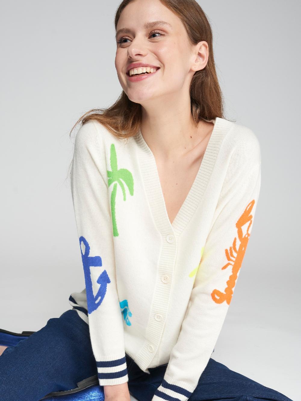 vilagallo CARDIGAN PUNTO INTARSIA PLAYA CRUDO PLAYA Grandes descuentos