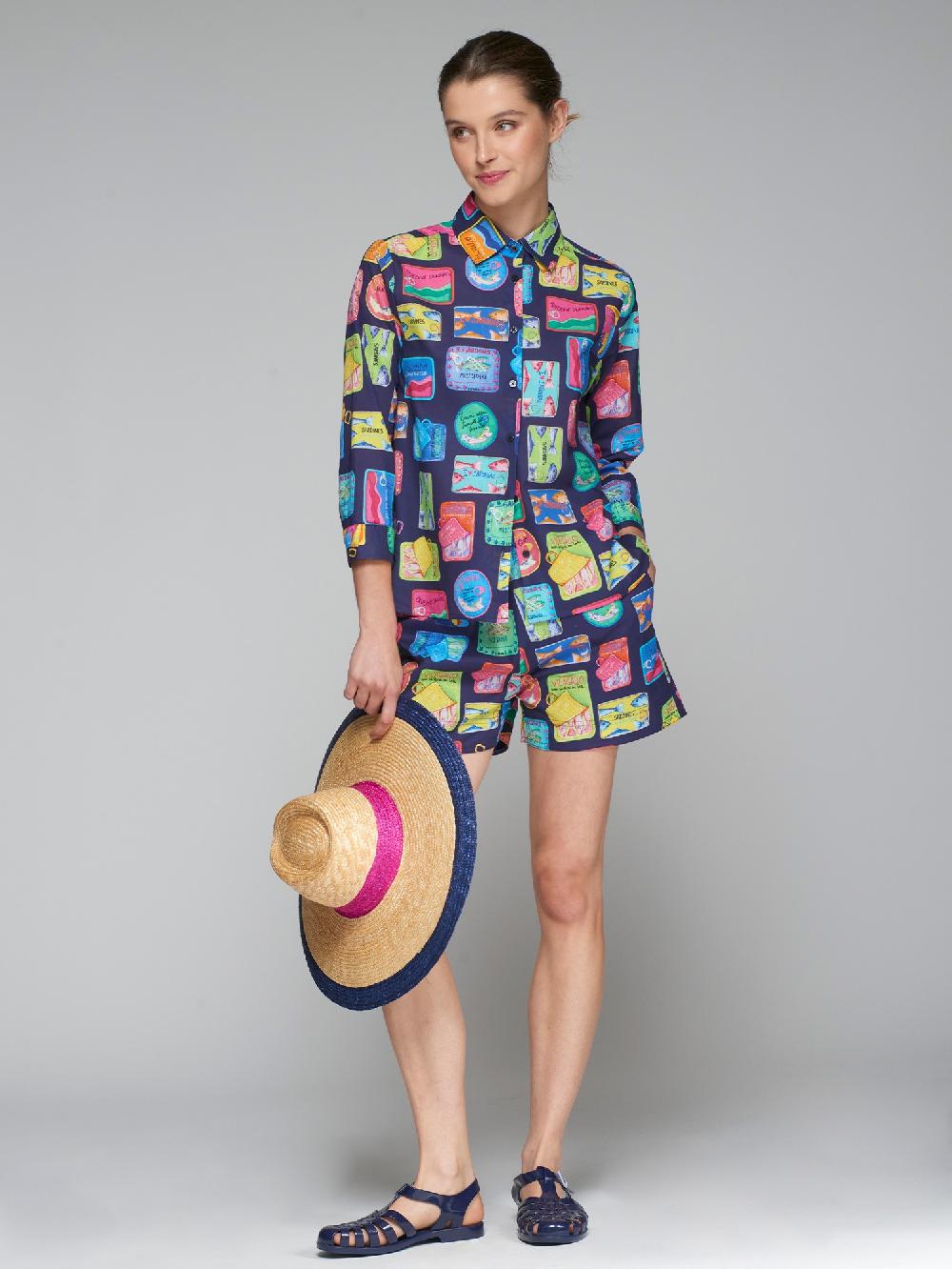 vilagallo CAMISA ALDODÓN VOILE PRINT SARDINAS Liquidación