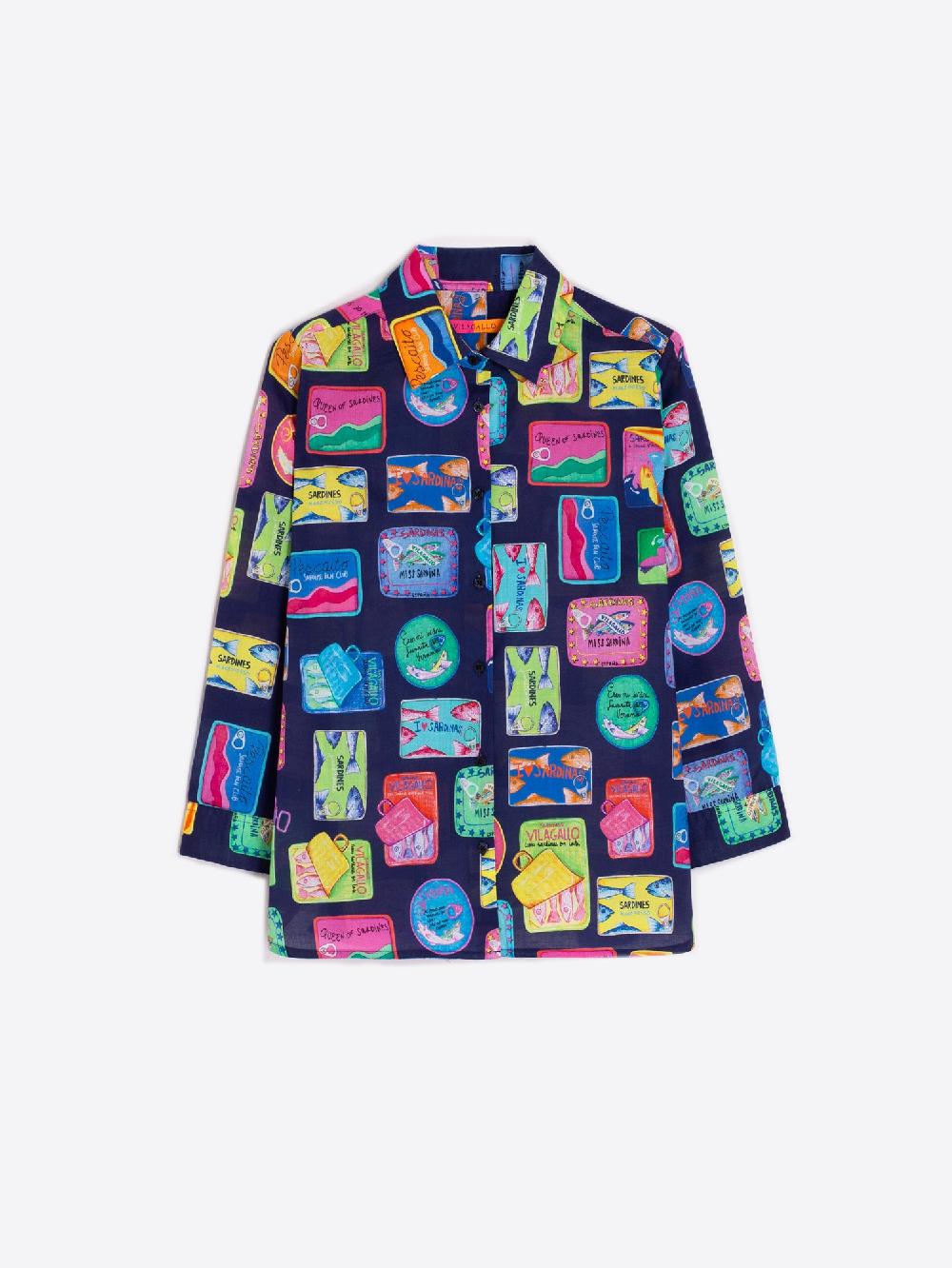 vilagallo CAMISA ALDODÓN VOILE PRINT SARDINAS Liquidación