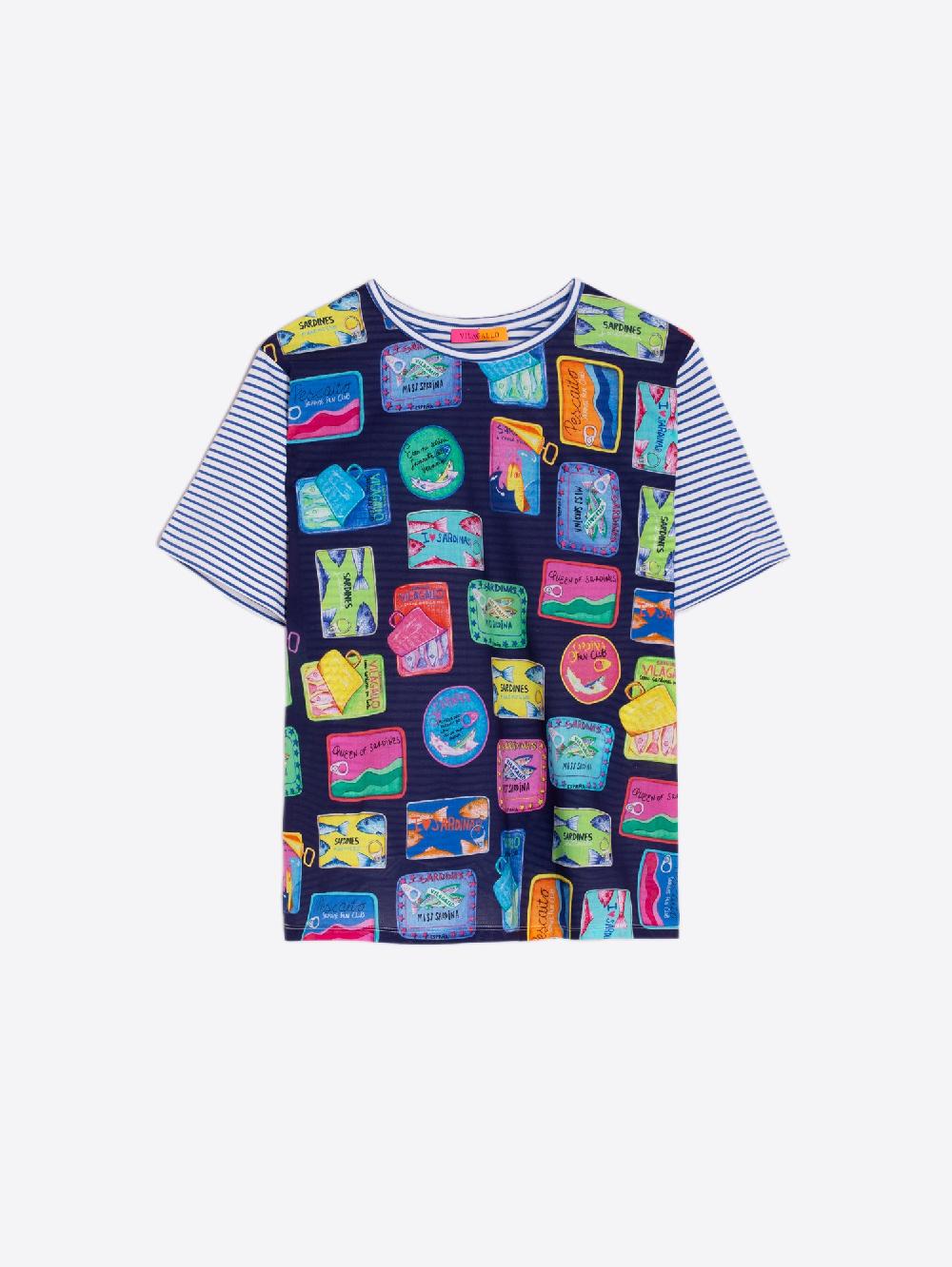 vilagallo CAMISETA SARDINAS NAVY VOILE Envío internacional gratuito
