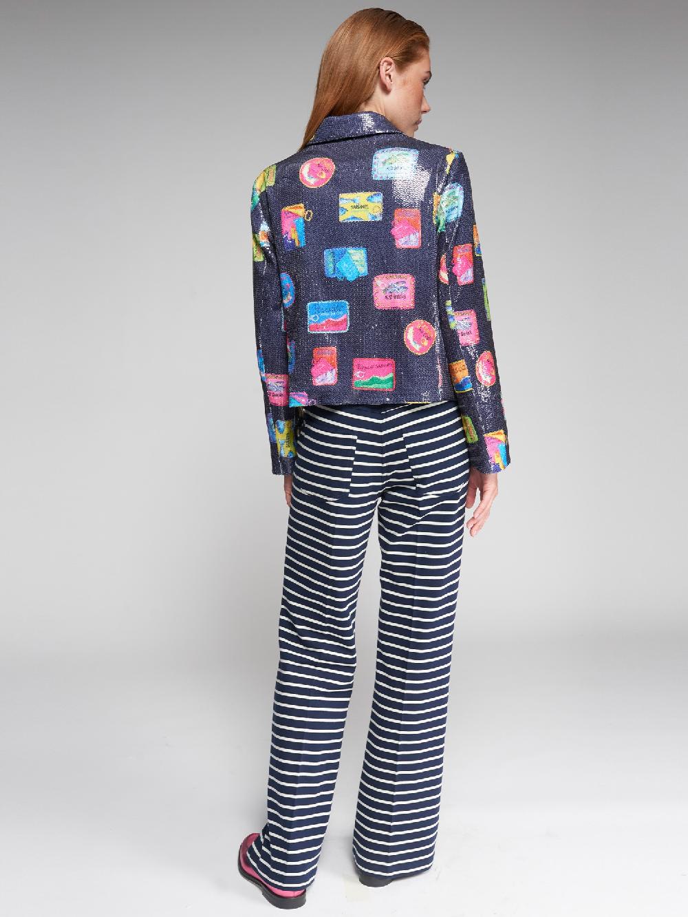 vilagallo PANTALON PUNTO RAYA AZUL BOTONES Precios de Black Friday