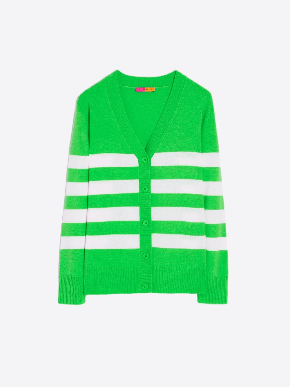 vilagallo CARDIGAN PUNTO RAYAS VERDE Ofertas de temporada