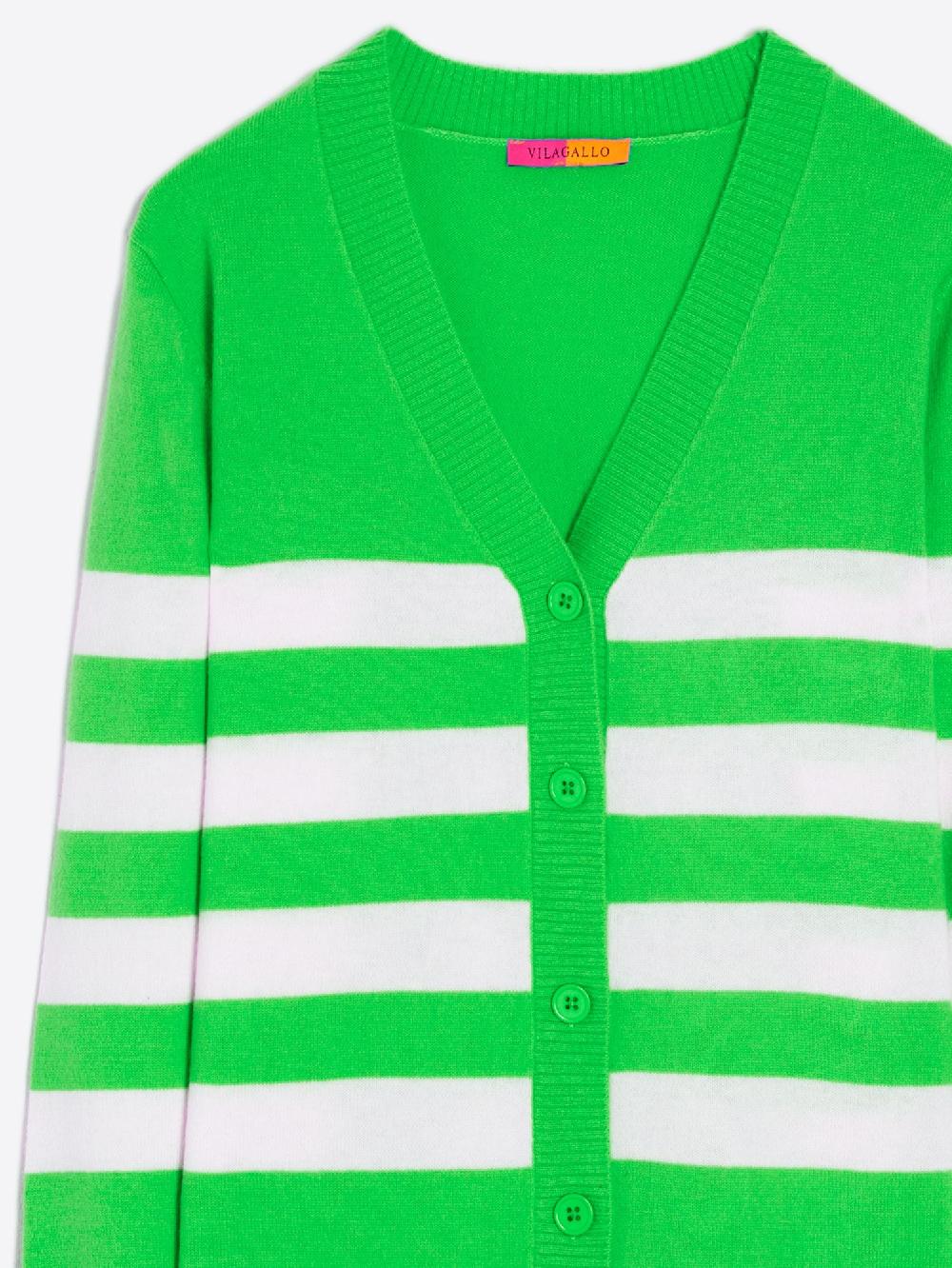 vilagallo CARDIGAN PUNTO RAYAS VERDE Ofertas de temporada