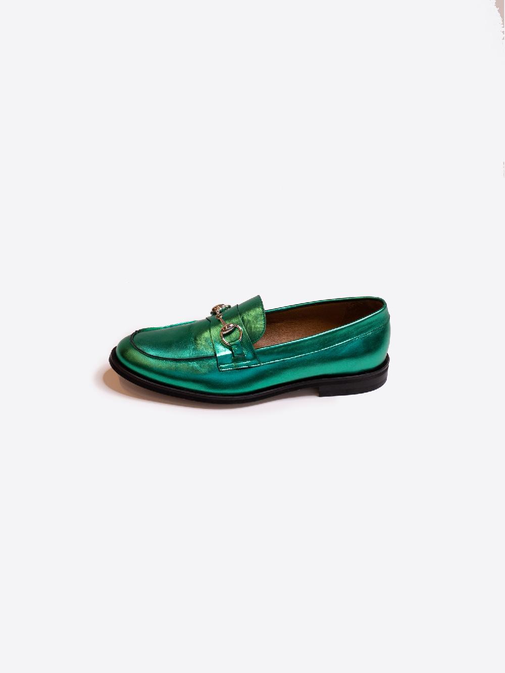 vilagallo MOCASIN HEBILLA PIEL VERDE METALIZADA Grandes ahorros