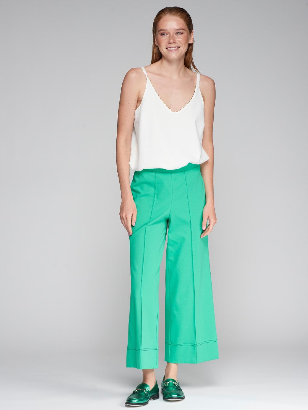vilagallo PANTALON ANCHO PUNTO ROMA VERDE Precio ultrabajo
