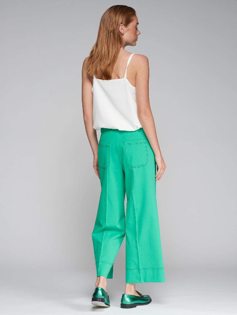 vilagallo PANTALON ANCHO PUNTO ROMA VERDE Precio ultrabajo