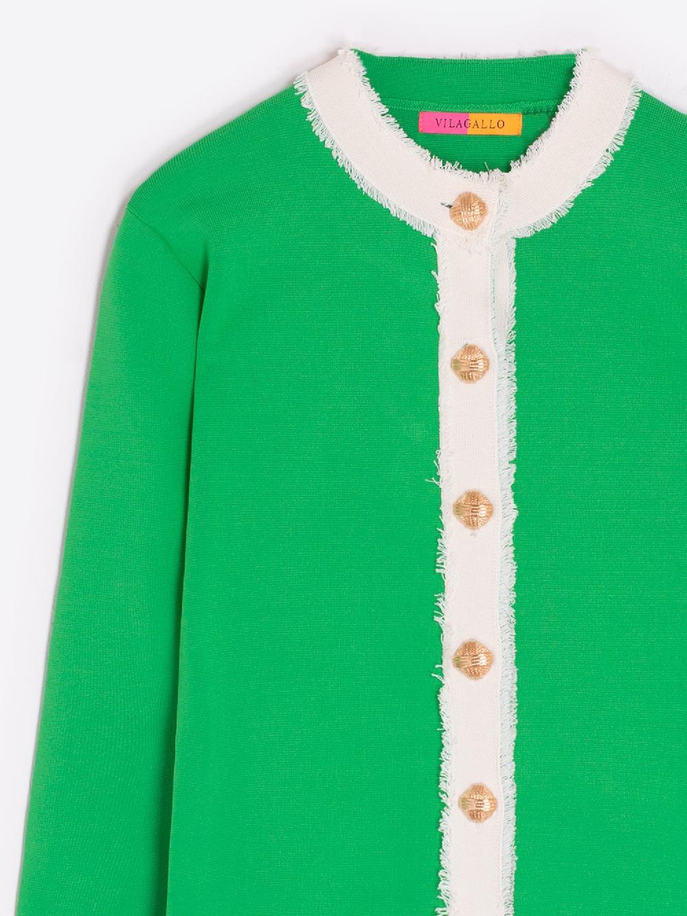 vilagallo CARDIGAN PUNTO VERDE BOTONES DORADOS En línea