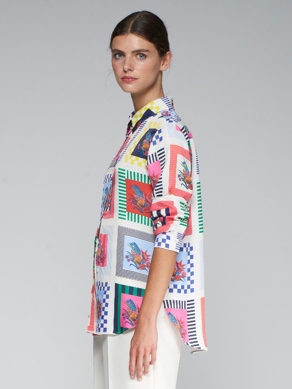 vilagallo CAMISA FLUIDA CUADROS FLORES Rebajas