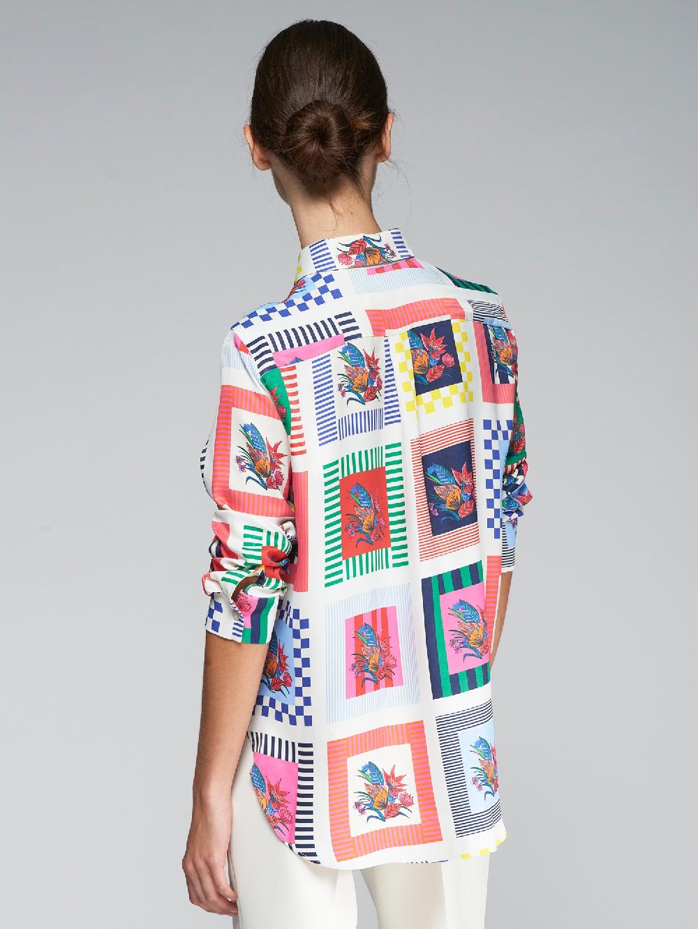 vilagallo CAMISA FLUIDA CUADROS FLORES Rebajas