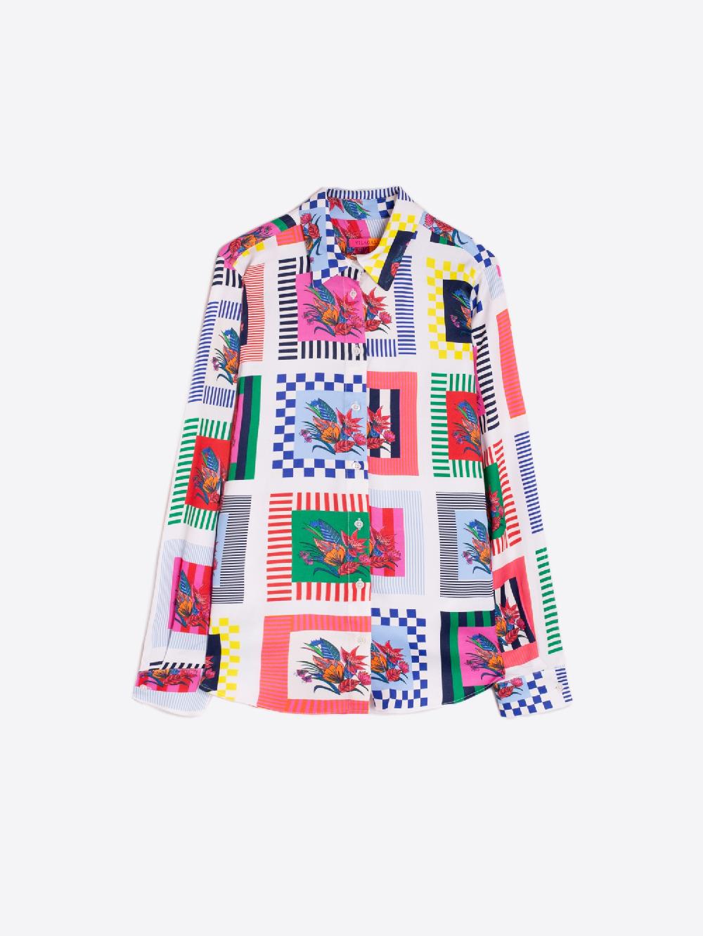 vilagallo CAMISA FLUIDA CUADROS FLORES Rebajas