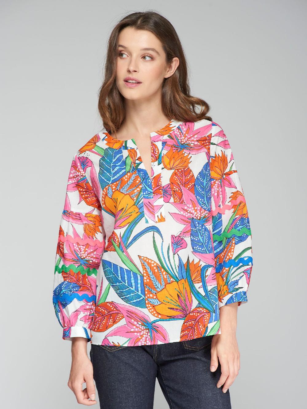 vilagallo CAMISA ALGODÓN PRINT FLOR TROPICAL Venta caliente