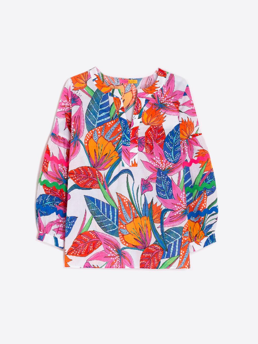 vilagallo CAMISA ALGODÓN PRINT FLOR TROPICAL Venta caliente