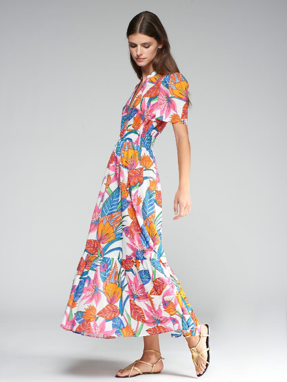 vilagallo VESTIDO ALGODÓN PRINT FLOR TROPICAL En oferta