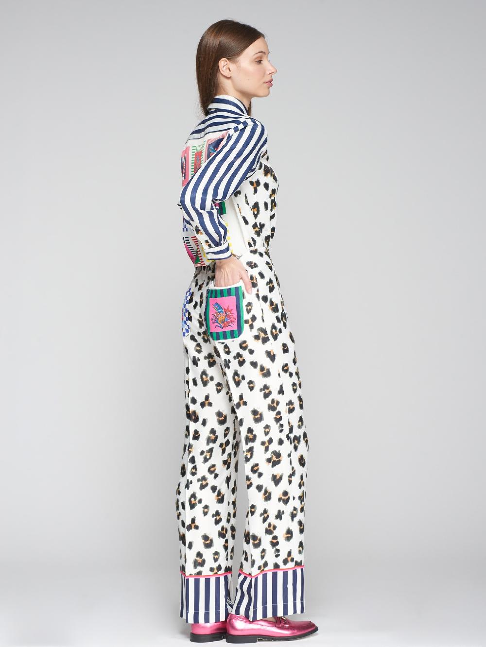 vilagallo PANTALON FLUIDO LEOPARDO RAYAS Rebajas baratas