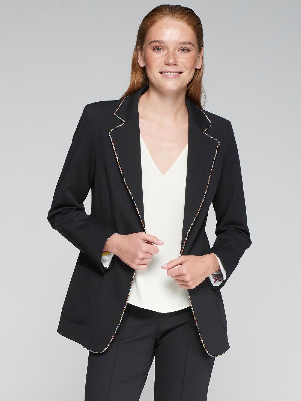 vilagallo CHAQUETA PUNTO ROMA NEGRO CON STRASS MULTICOLOR