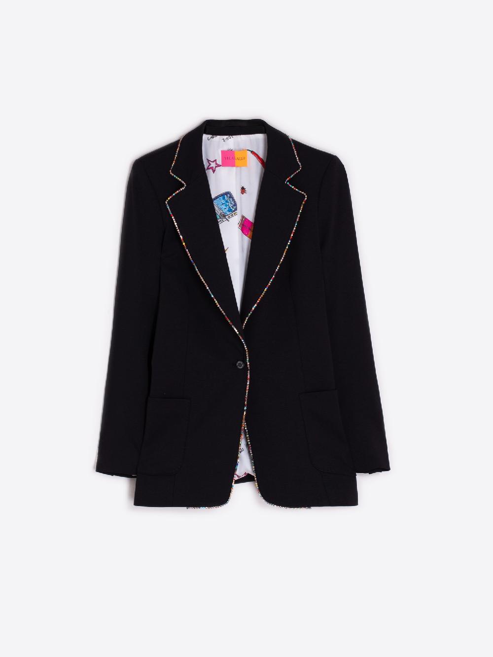 vilagallo CHAQUETA PUNTO ROMA NEGRO CON STRASS MULTICOLOR Envío gratis